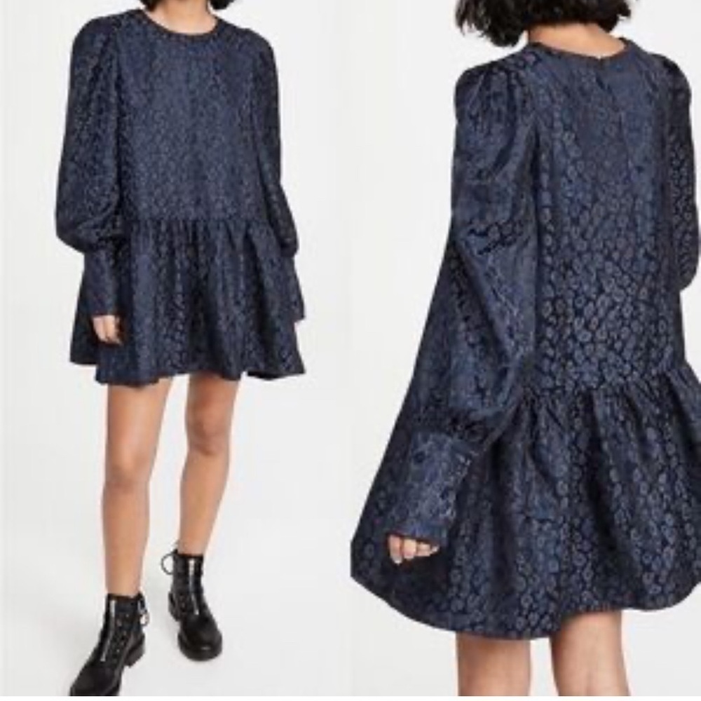 Never Fully Dressed Navy Leopard Jacquard Mini Dress 4